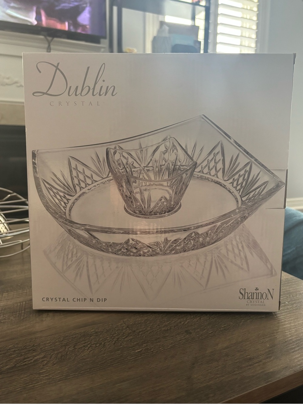 BNIB Godinger Dublin Crystal Chip & Dip Bowl